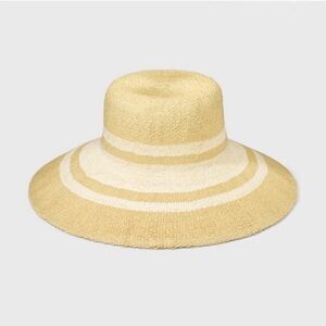 A New Day Striped Floppy Down Brim Floppy Hat - Cream S/M